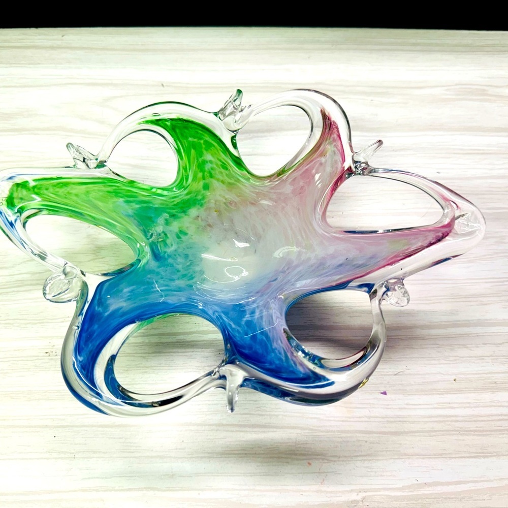 Murano Venetian Italian Handblown Art Glass Candy Dish